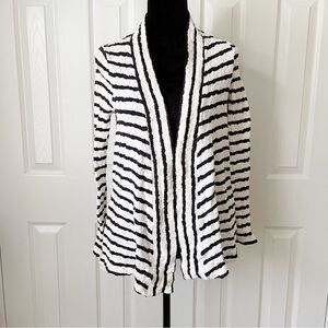 ANTHRO Open Front Striped Postmark Cardigan Size Small